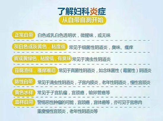 3.凝乳状白带:为念珠菌阴道炎特征,常伴有严重外阴瘙痒或灼痛.2.