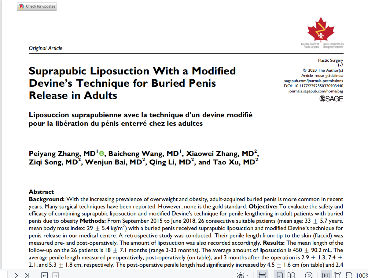一同分享选取近期典型的生殖整形和男科学学术文章