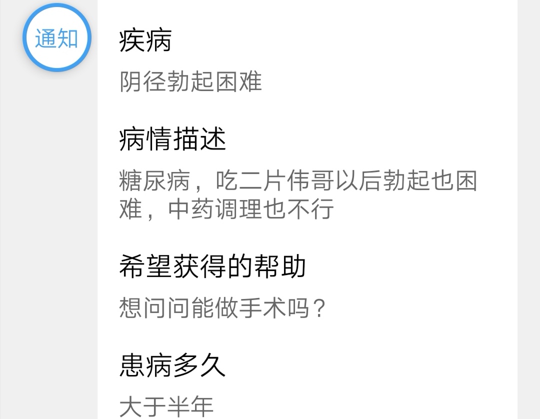 糖尿病阳痿,吃伟哥效果不好能不能做手术?